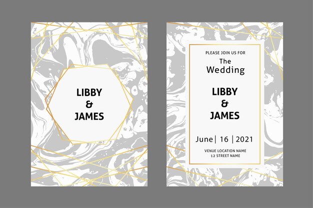 Plantilla de tarjeta de mármol de boda
