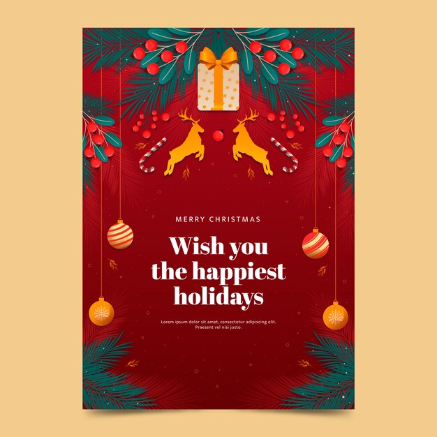 Plantilla de tarjeta de navidad degradada