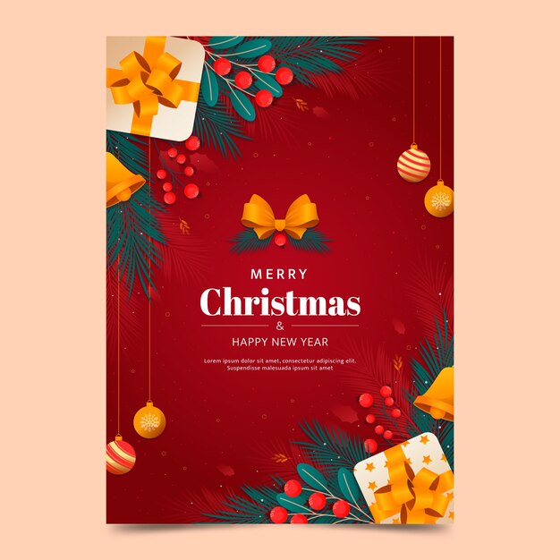 Plantilla de tarjeta de navidad degradada