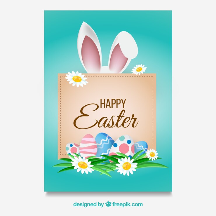 Vector gratuito plantilla de tarjeta de pascua con el marco