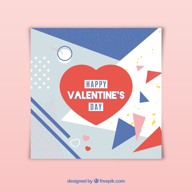 Vector gratuito plantilla de tarjeta plana de san valentín