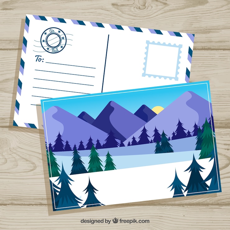 Vector gratuito plantilla de tarjeta postal dibujada a mano