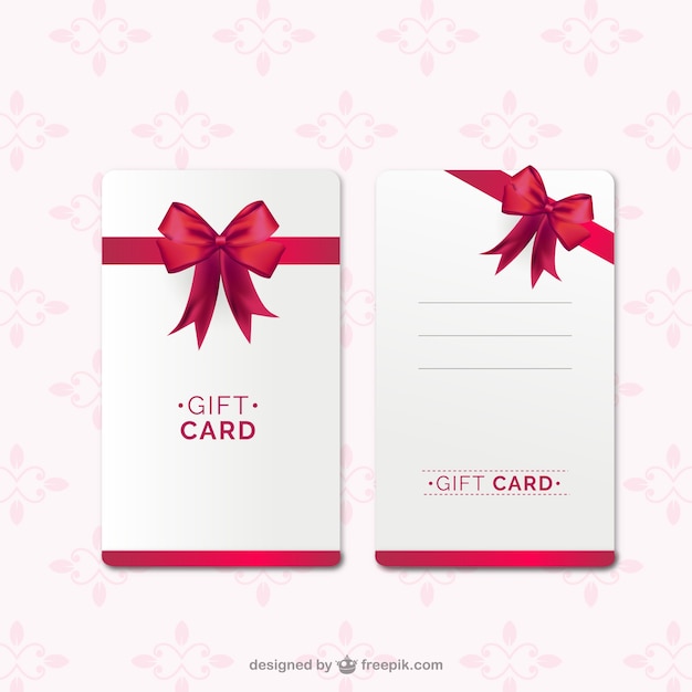Vector gratuito plantilla de tarjeta de regalo con cinta roja
