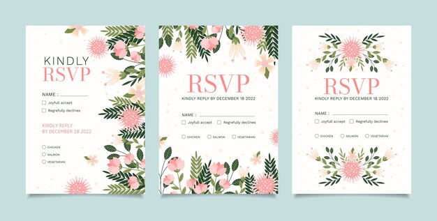 Plantilla de tarjeta RSVP dibujada a mano