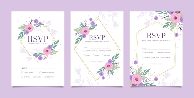 Plantilla de tarjeta RSVP dibujada a mano