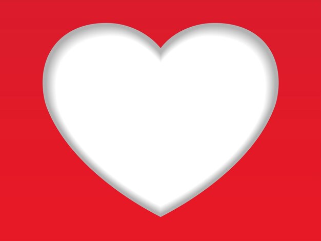 Plantilla de tarjeta de vector de día de San Valentín con un espacio de texto en forma de corazón blanco sobre un fondo rojo.