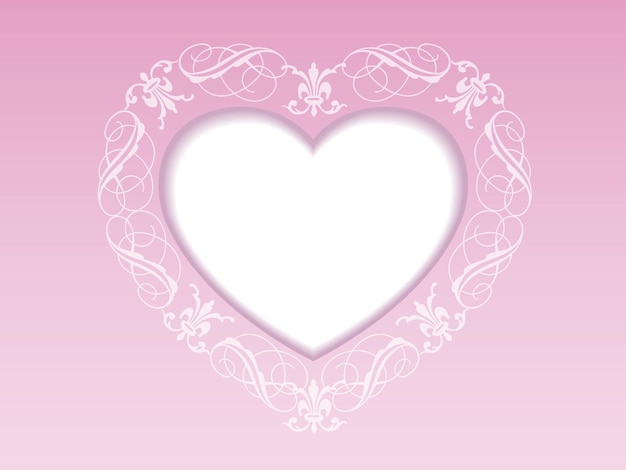 Vector gratuito plantilla de tarjeta de vector de día de san valentín con un espacio de texto en forma de corazón y un patrón decorativo.