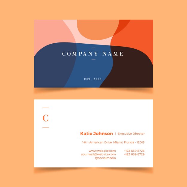 Plantilla de tarjeta de visita abstracta con colección de manchas de color pastel