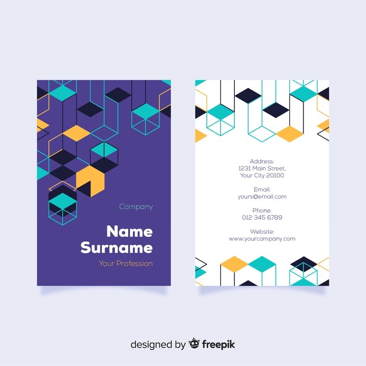 Vector gratuito plantilla de tarjeta de visita abstracta con formas geométricas