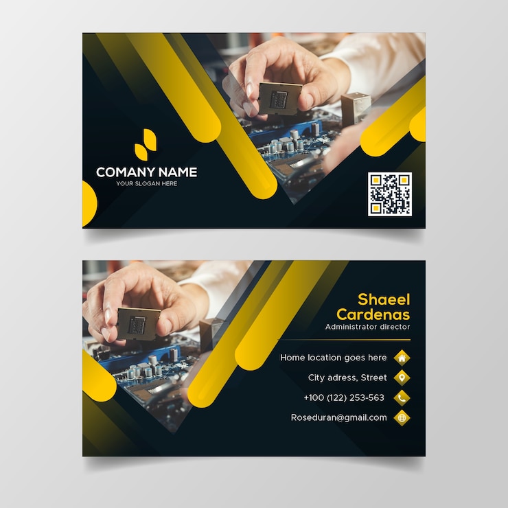 Vector gratuito plantilla de tarjeta de visita abstracta con foto