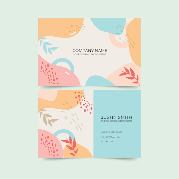 Plantilla de tarjeta de visita abstracta con manchas de color pastel