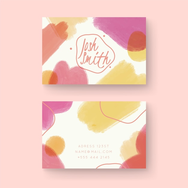Vector gratuito plantilla de tarjeta de visita abstracta con manchas de color pastel