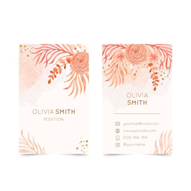 Plantilla de tarjeta de visita de acuarela boho