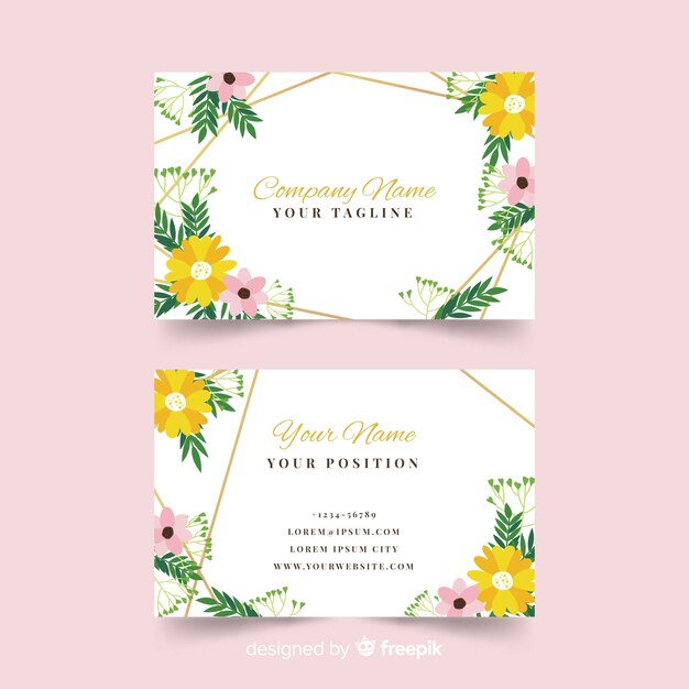 Plantilla de tarjeta de visita adorable con estilo floral