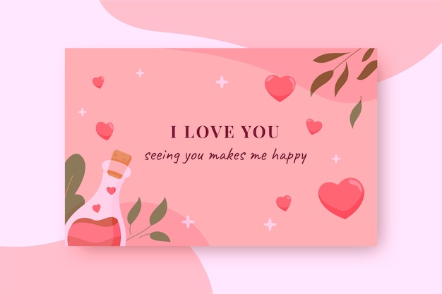 Vector gratuito plantilla de tarjeta de visita de amor de diseño plano