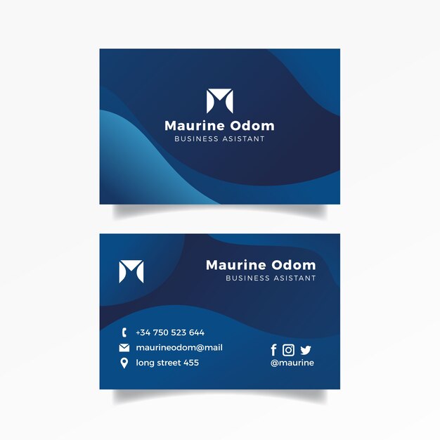 Plantilla de tarjeta de visita azul clásica abstracta