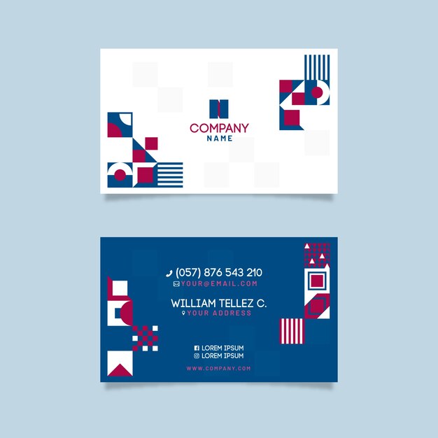 Plantilla de tarjeta de visita azul clásica abstracta