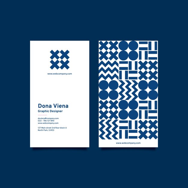Plantilla de tarjeta de visita azul clásica abstracta