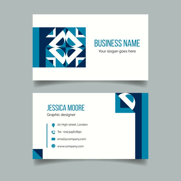 Plantilla de tarjeta de visita azul clásica abstracta