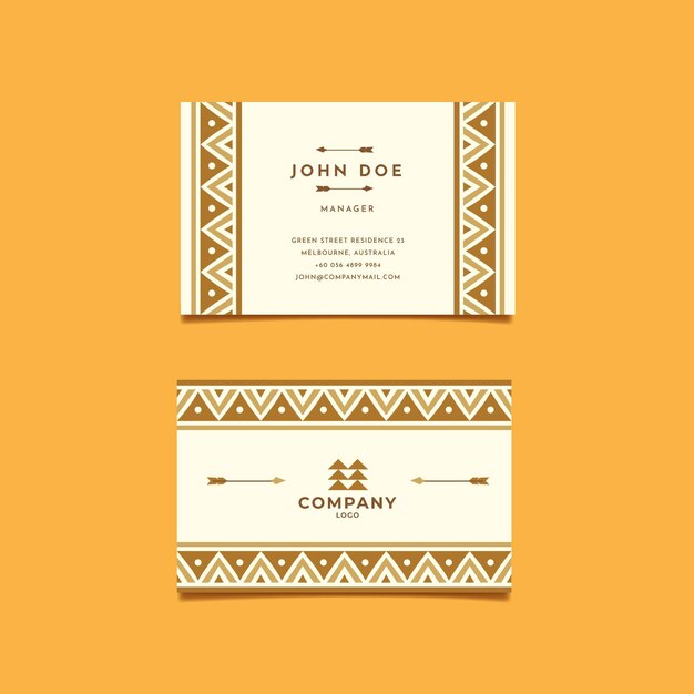 Plantilla de tarjeta de visita boho dibujada a mano