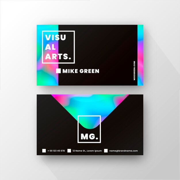 Plantilla de tarjeta de visita con colores degradados