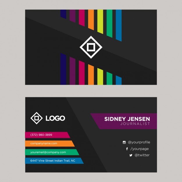Vector gratuito plantilla de tarjeta de visita con colores