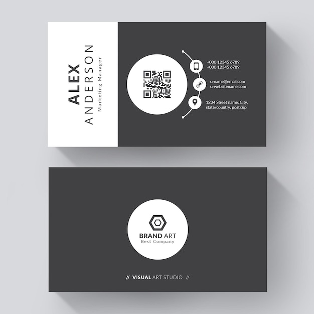 Plantilla de tarjeta de visita creativa en blanco y negro