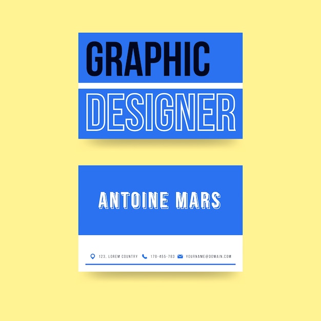 Plantilla de tarjeta de visita creativa del diseñador gráfico azul