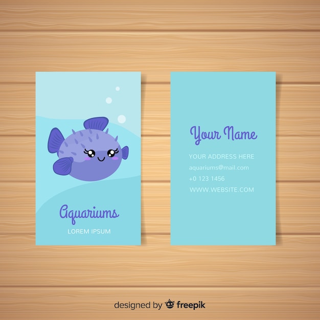 Vector gratuito plantilla de tarjeta de visita dibujada de estilo kawaii