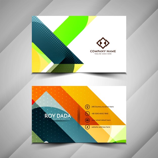 Plantilla de tarjeta de visita de diseño geométrico colorido moderno