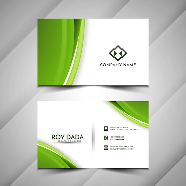 Plantilla de tarjeta de visita con diseño de onda verde