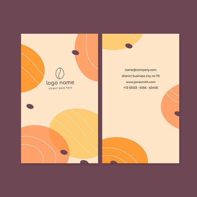 Plantilla de tarjeta de visita de doble cara vertical abstracta plana