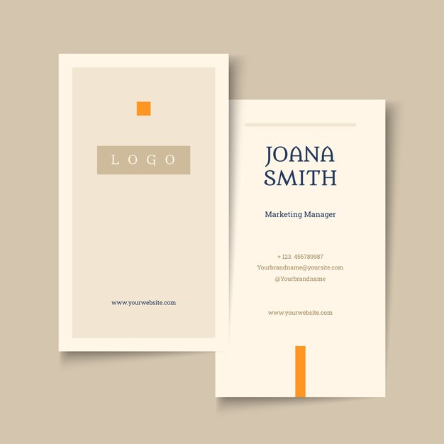 Plantilla de tarjeta de visita de doble cara vertical mínima plana