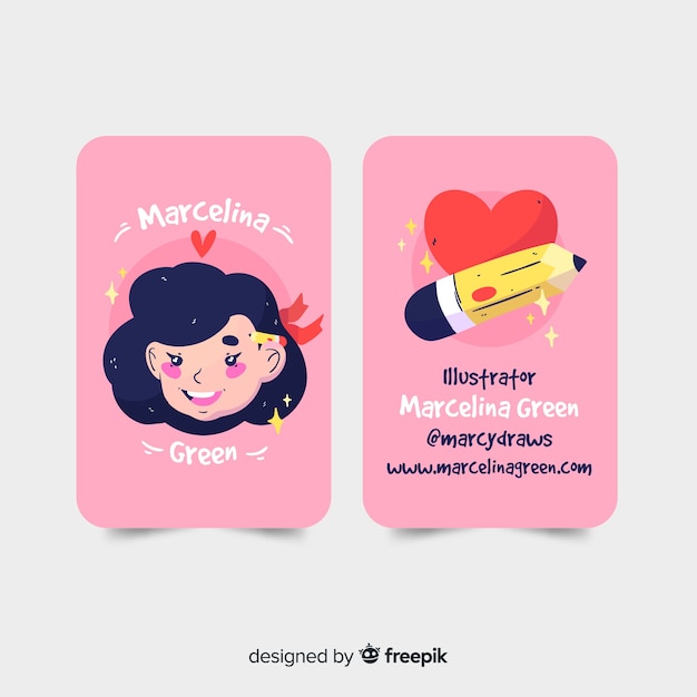 Plantilla de tarjeta de visita de estilo kawaii