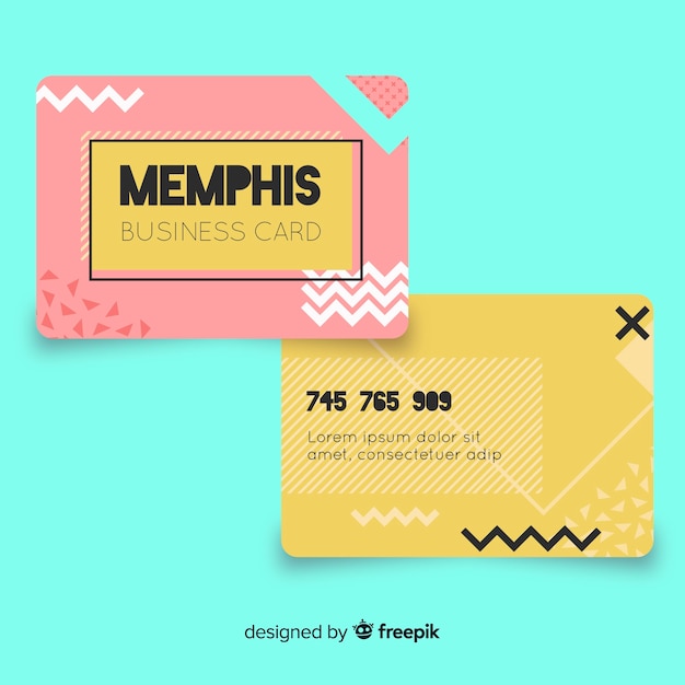 Vector gratuito plantilla de tarjeta de visita de estilo memphis