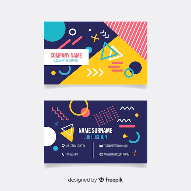 Plantilla de tarjeta de visita estilo memphis