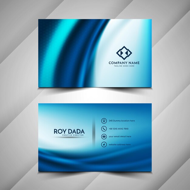 Plantilla de tarjeta de visita de estilo de onda azul moderna