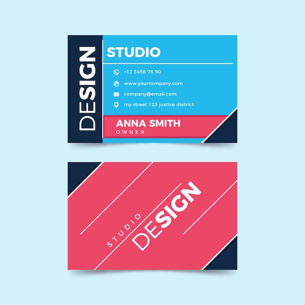 Vector gratuito plantilla de tarjeta de visita de estudio de diseño divertido