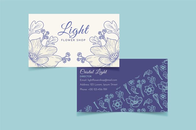 Plantilla de tarjeta de visita floral dibujada a mano realista