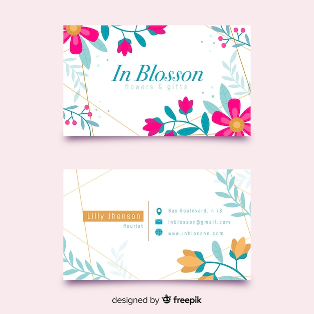 Vector gratuito plantilla de tarjeta de visita floral