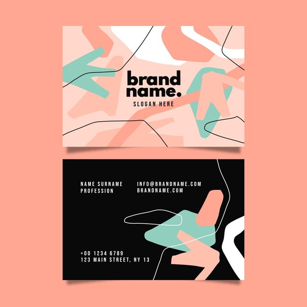 Plantilla de tarjeta de visita con formas abstractas de diseño plano