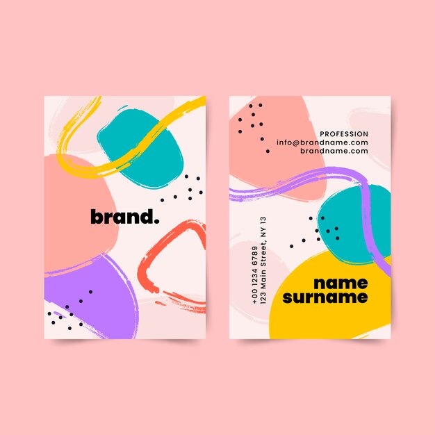Plantilla de tarjeta de visita de formas abstractas de diseño plano