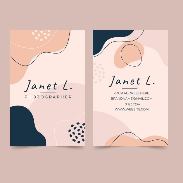 Plantilla de tarjeta de visita de formas abstractas planas dibujadas a mano