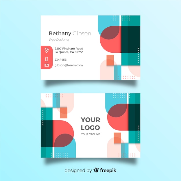 Vector gratuito plantilla de tarjeta de visita con formas abstractas