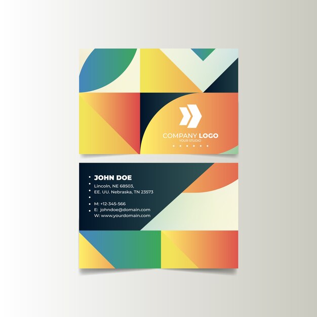 Plantilla de tarjeta de visita de formas geométricas degradadas