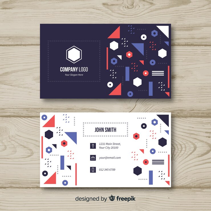 Vector gratuito plantilla de tarjeta de visita con formas geométricas