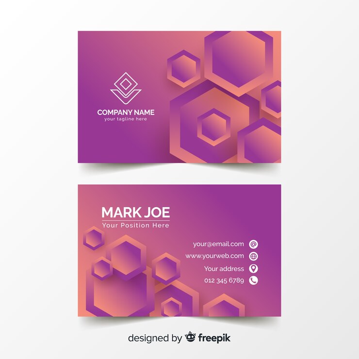 Vector gratuito plantilla de tarjeta de visita - geometría de gradiente de duotono abstracto