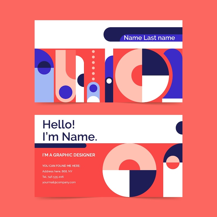 Vector gratuito plantilla de tarjeta de visita geométrica de diseño plano