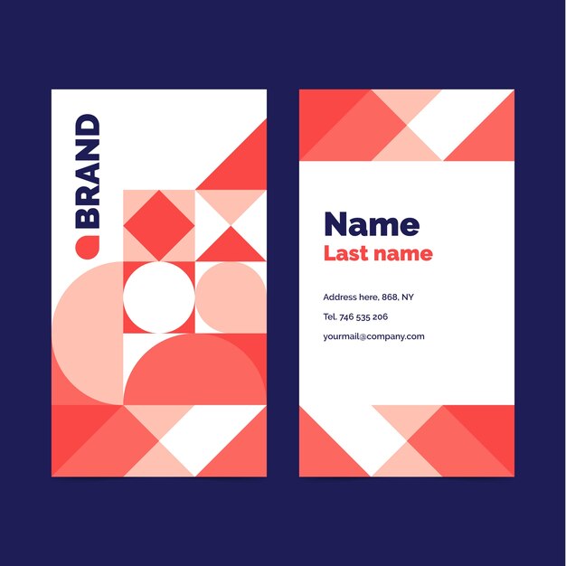 Plantilla de tarjeta de visita geométrica de diseño plano