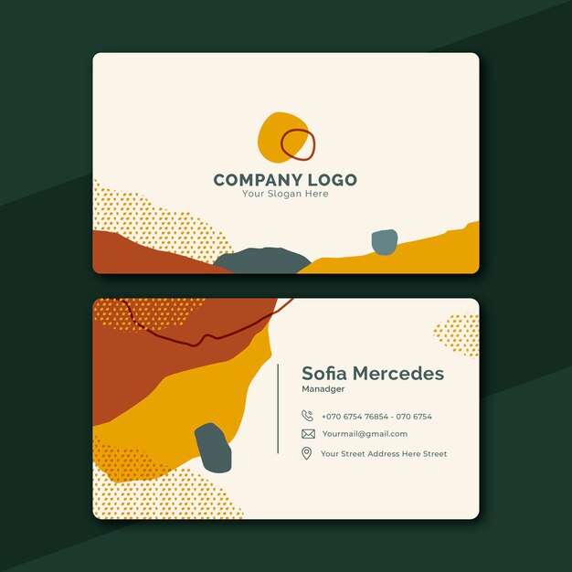 Plantilla de tarjeta de visita horizontal abstracta dibujada a mano